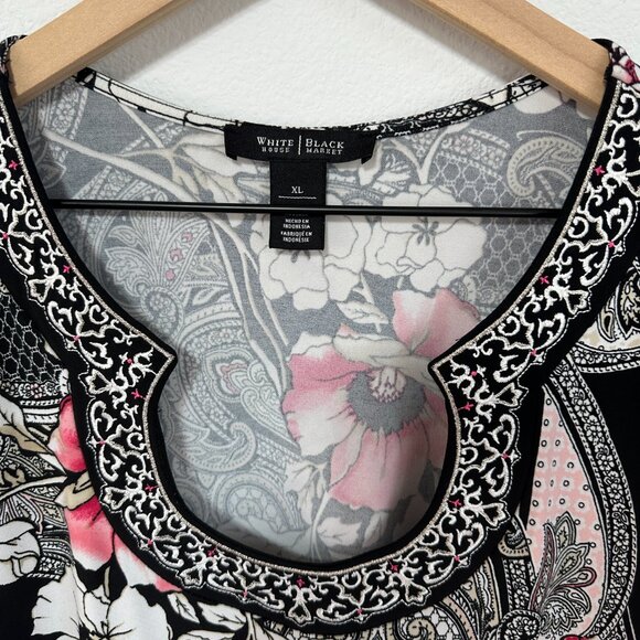 WHBM 3/4 Sleeve Embroidered Floral Tunic Size XL - Picture 3 of 11